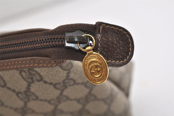 Authentic GUCCI Vintage Clutch Hand Bag Purse GG PVC Leather Brown 6450J