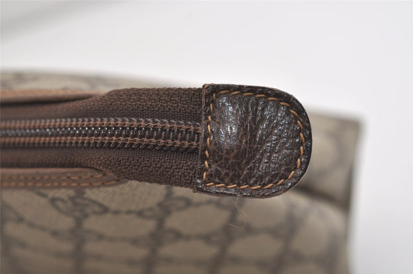 Authentic GUCCI Vintage Clutch Hand Bag Purse GG PVC Leather Brown 6450J