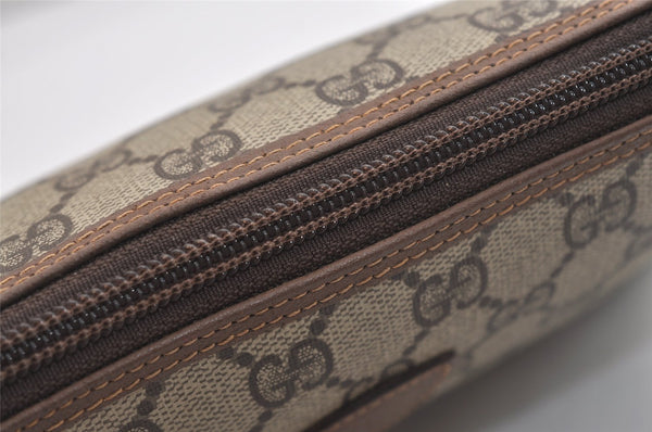 Authentic GUCCI Vintage Clutch Hand Bag Purse GG PVC Leather Brown 6450J