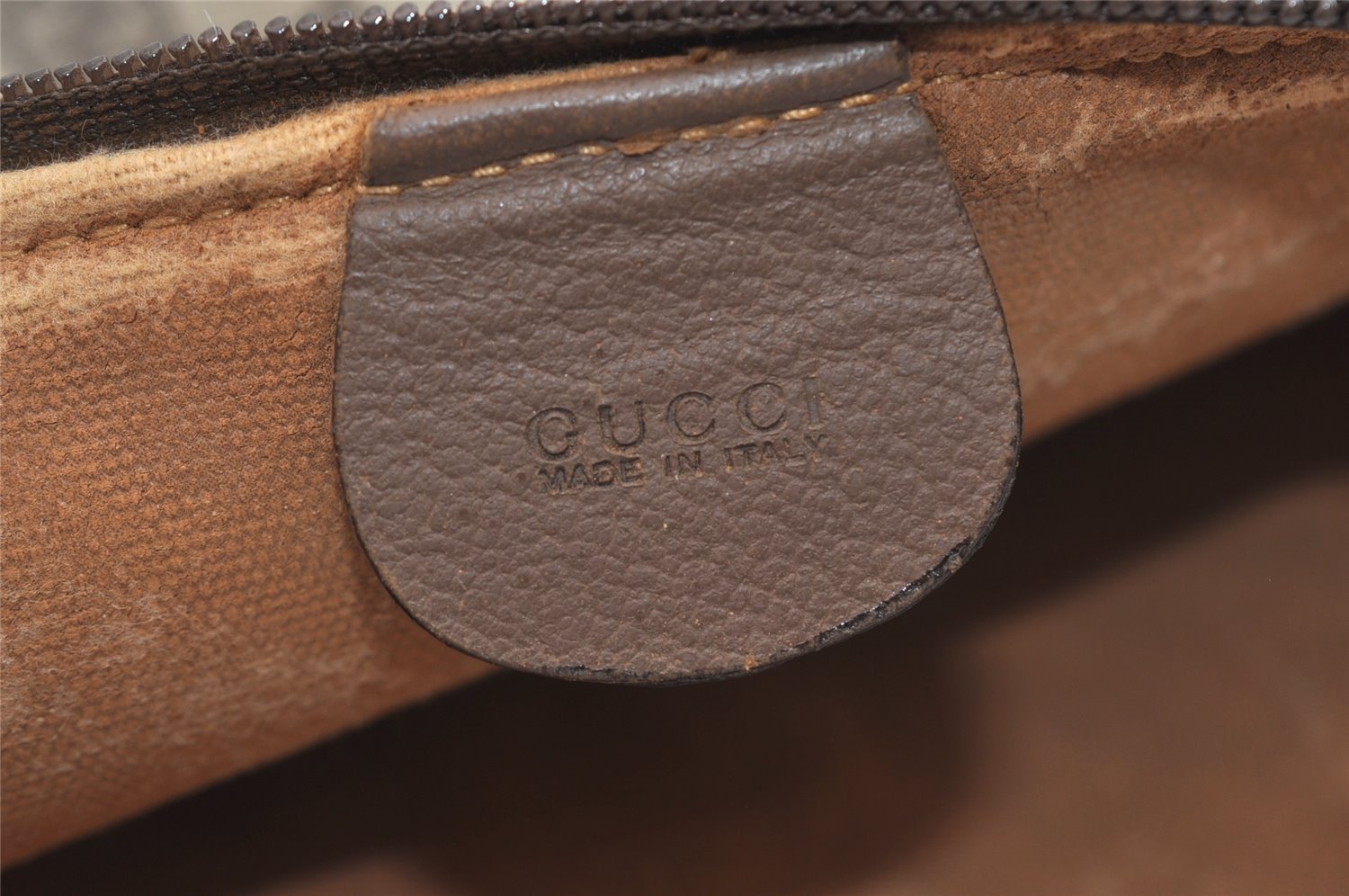 Authentic GUCCI Vintage Clutch Hand Bag Purse GG PVC Leather Brown 6450J