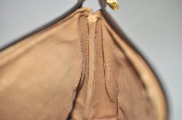 Authentic GUCCI Vintage Clutch Hand Bag Purse GG PVC Leather Brown 6450J