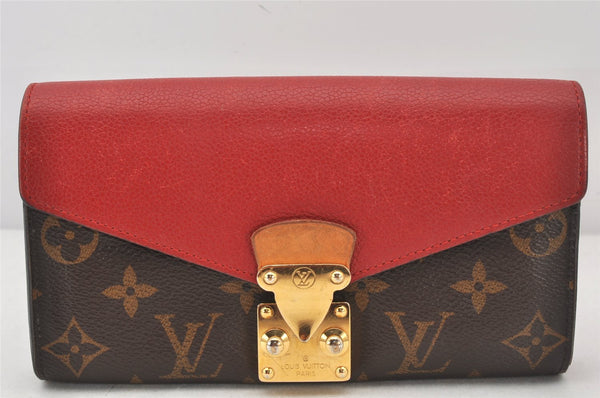 Authentic Louis Vuitton Monogram Portefeuille Pallas Wallet Red M58414 LV 6450K