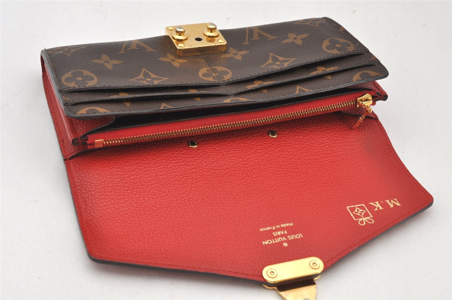 Authentic Louis Vuitton Monogram Portefeuille Pallas Wallet Red M58414 LV 6450K