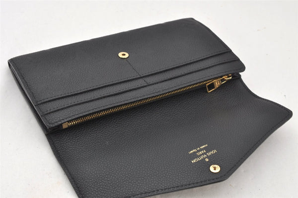 Authentic Louis Vuitton Monogram Empreinte Portefeuille Sarah Wallet Black 6454K