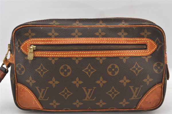 Authentic Louis Vuitton Monogram Marly Dragonne Clutch Hand Bag Old Model 6458K