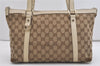 Authentic GUCCI Abbey Shoulder Tote Bag GG Canvas Leather 141470 Brown 6463J
