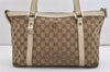 Authentic GUCCI Abbey Shoulder Tote Bag GG Canvas Leather 141470 Brown 6463J