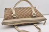 Authentic GUCCI Abbey Shoulder Tote Bag GG Canvas Leather 141470 Brown 6463J