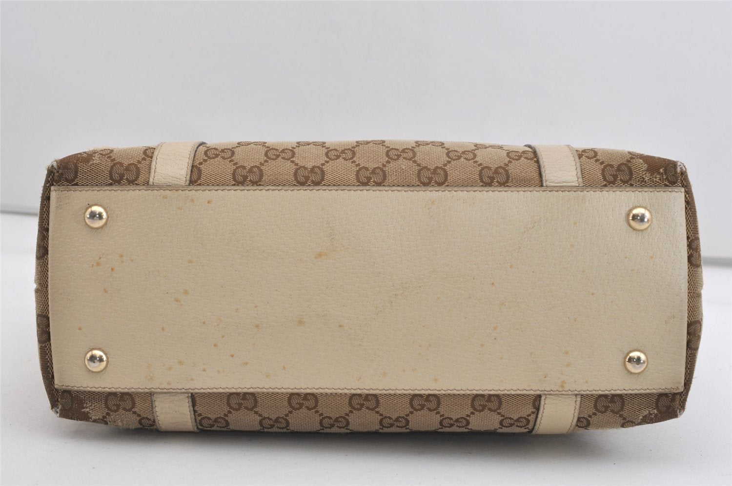 Authentic GUCCI Abbey Shoulder Tote Bag GG Canvas Leather 141470 Brown 6463J