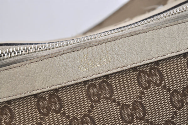 Authentic GUCCI Abbey Shoulder Tote Bag GG Canvas Leather 141470 Brown 6463J