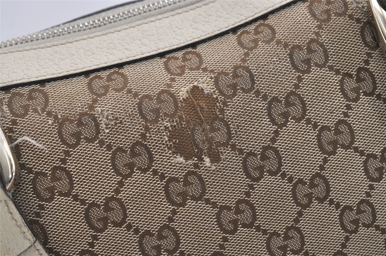 Authentic GUCCI Abbey Shoulder Tote Bag GG Canvas Leather 141470 Brown 6463J