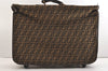 Authentic FENDI Zucca Travel Carry Garment Bag Canvas Leather Brown Junk 6466J