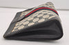 Authentic GUCCI Sherry Line Clutch Hand Bag Purse GG PVC Leather Navy Blue 6467J