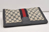 Authentic GUCCI Sherry Line Clutch Hand Bag Purse GG PVC Leather Navy Blue 6467J