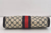 Authentic GUCCI Sherry Line Clutch Hand Bag Purse GG PVC Leather Navy Blue 6467J