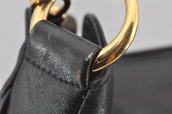 Authentic GUCCI Bamboo 2Way Shoulder Hand Bag Nylon Leather Black 6468J