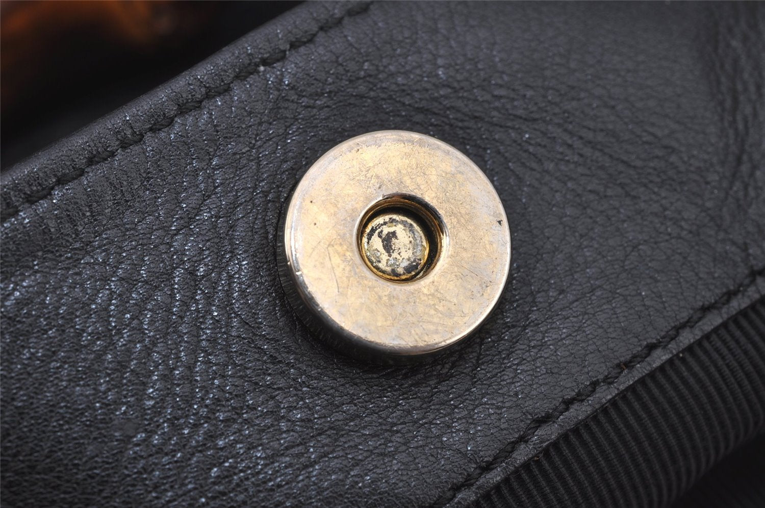 Authentic GUCCI Bamboo 2Way Shoulder Hand Bag Nylon Leather Black 6468J