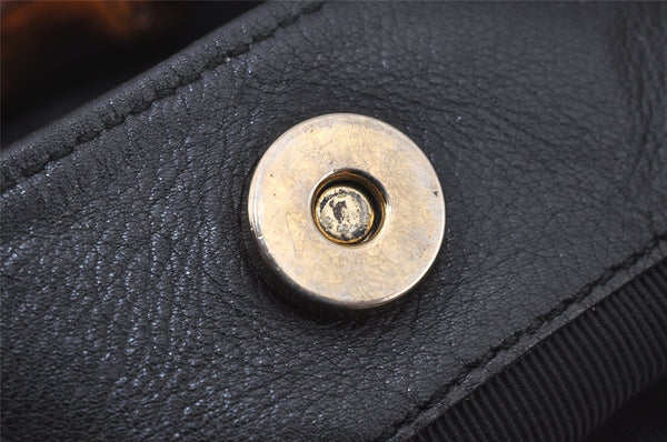 Authentic GUCCI Bamboo 2Way Shoulder Hand Bag Nylon Leather Black 6468J