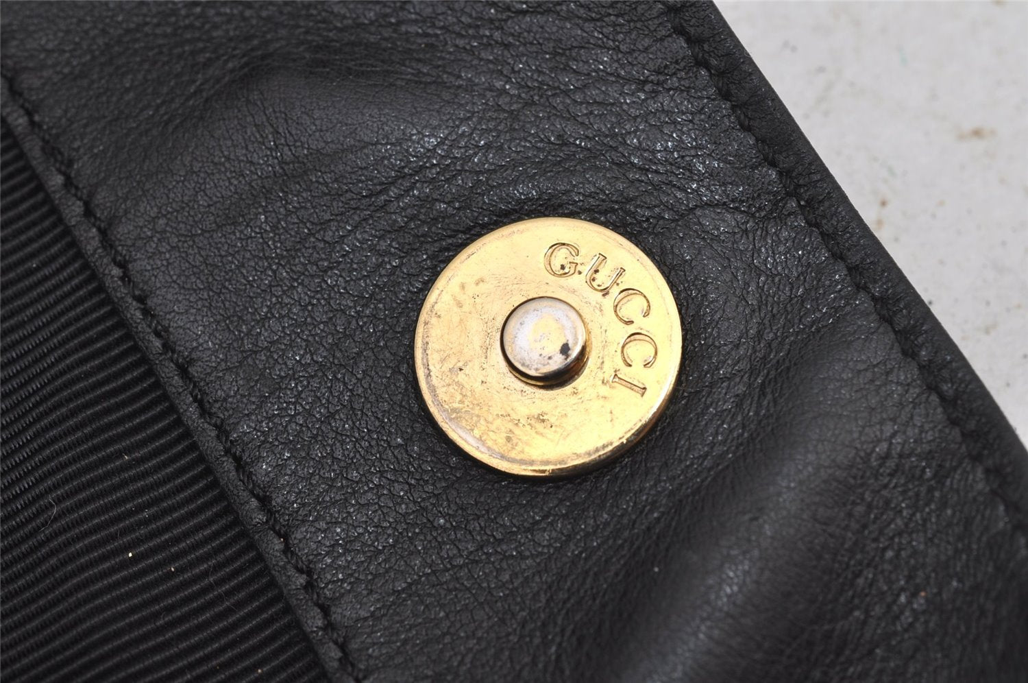 Authentic GUCCI Bamboo 2Way Shoulder Hand Bag Nylon Leather Black 6468J