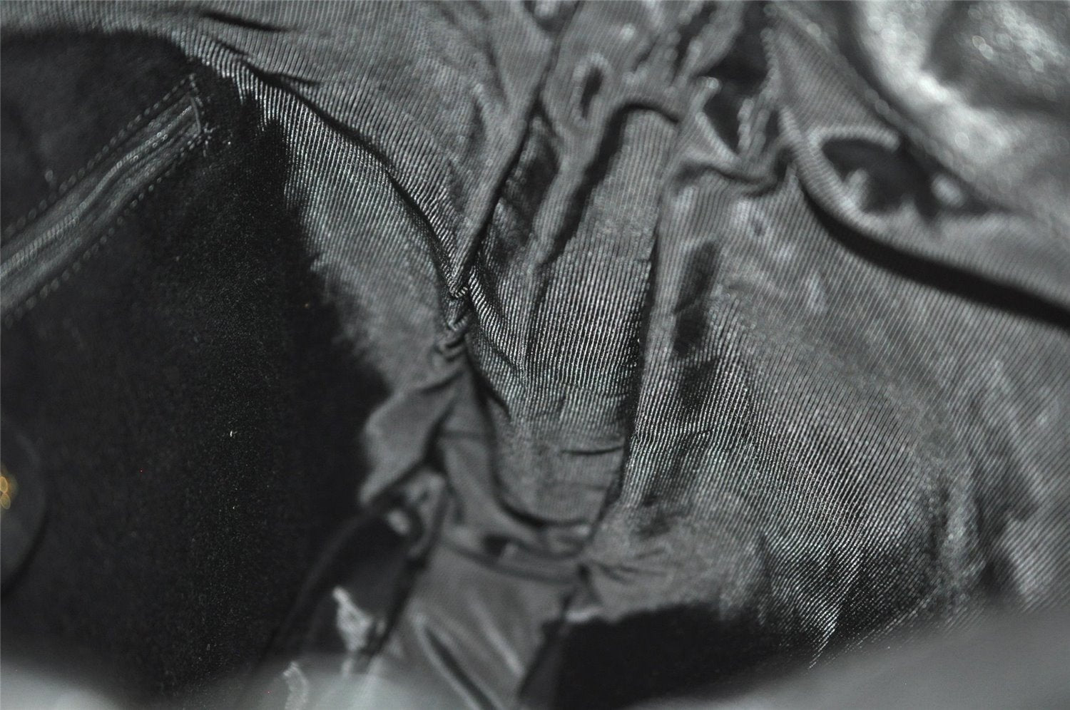 Authentic GUCCI Bamboo 2Way Shoulder Hand Bag Nylon Leather Black 6468J