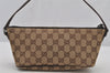 Authentic GUCCI Vintage Hand Bag Pouch Purse GG Canvas Leather 07198 Brown 6469J