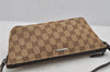 Authentic GUCCI Vintage Hand Bag Pouch Purse GG Canvas Leather 07198 Brown 6469J
