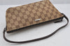 Authentic GUCCI Vintage Hand Bag Pouch Purse GG Canvas Leather 07198 Brown 6469J