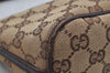 Authentic GUCCI Vintage Hand Bag Pouch Purse GG Canvas Leather 07198 Brown 6469J