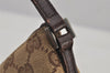 Authentic GUCCI Vintage Hand Bag Pouch Purse GG Canvas Leather 07198 Brown 6469J