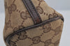 Authentic GUCCI Vintage Hand Bag Pouch Purse GG Canvas Leather 07198 Brown 6469J