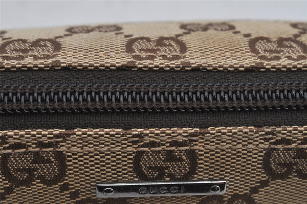 Authentic GUCCI Vintage Hand Bag Pouch Purse GG Canvas Leather 07198 Brown 6469J