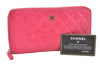 Authentic CHANEL Vintage Lamb Skin Matelasse Long Wallet Purse Pink CC 6469K