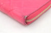 Authentic CHANEL Vintage Lamb Skin Matelasse Long Wallet Purse Pink CC 6469K