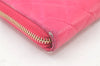 Authentic CHANEL Vintage Lamb Skin Matelasse Long Wallet Purse Pink CC 6469K