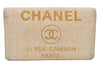 Authentic CHANEL Deauville Line CC Logo Long Wallet Straw Leather Beige 6470K