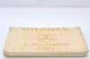 Authentic CHANEL Deauville Line CC Logo Long Wallet Straw Leather Beige 6470K