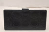 Authentic Salvatore Ferragamo Gancini Design Leather Long Wallet Black 6471K