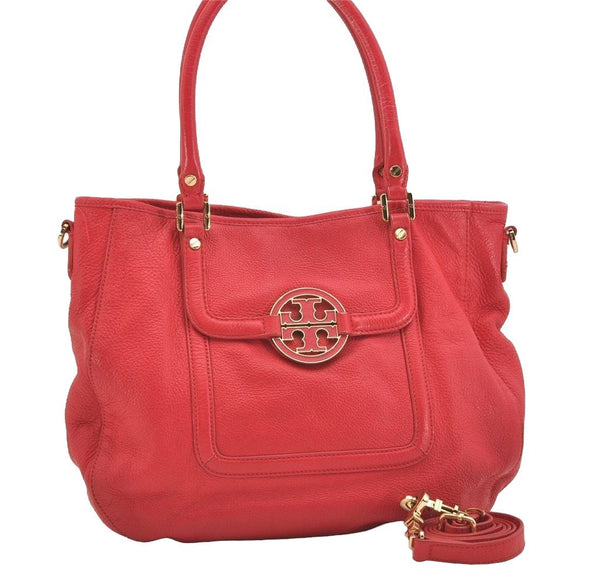 Authentic TORY BURCH Amanda Leather 2Way Shoulder Tote Bag Pink 6472J