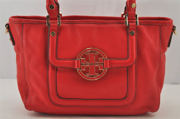 Authentic TORY BURCH Amanda Leather 2Way Shoulder Tote Bag Red 6474J