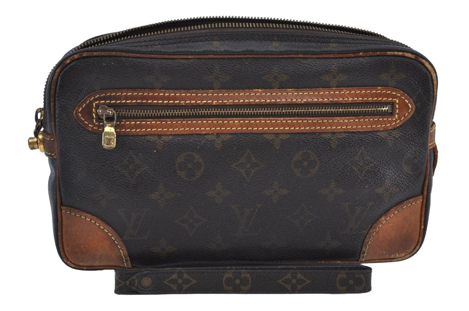 Auth Louis Vuitton Monogram Marly Dragonne GM M51825 Clutch Hand Bag Junk 6476G