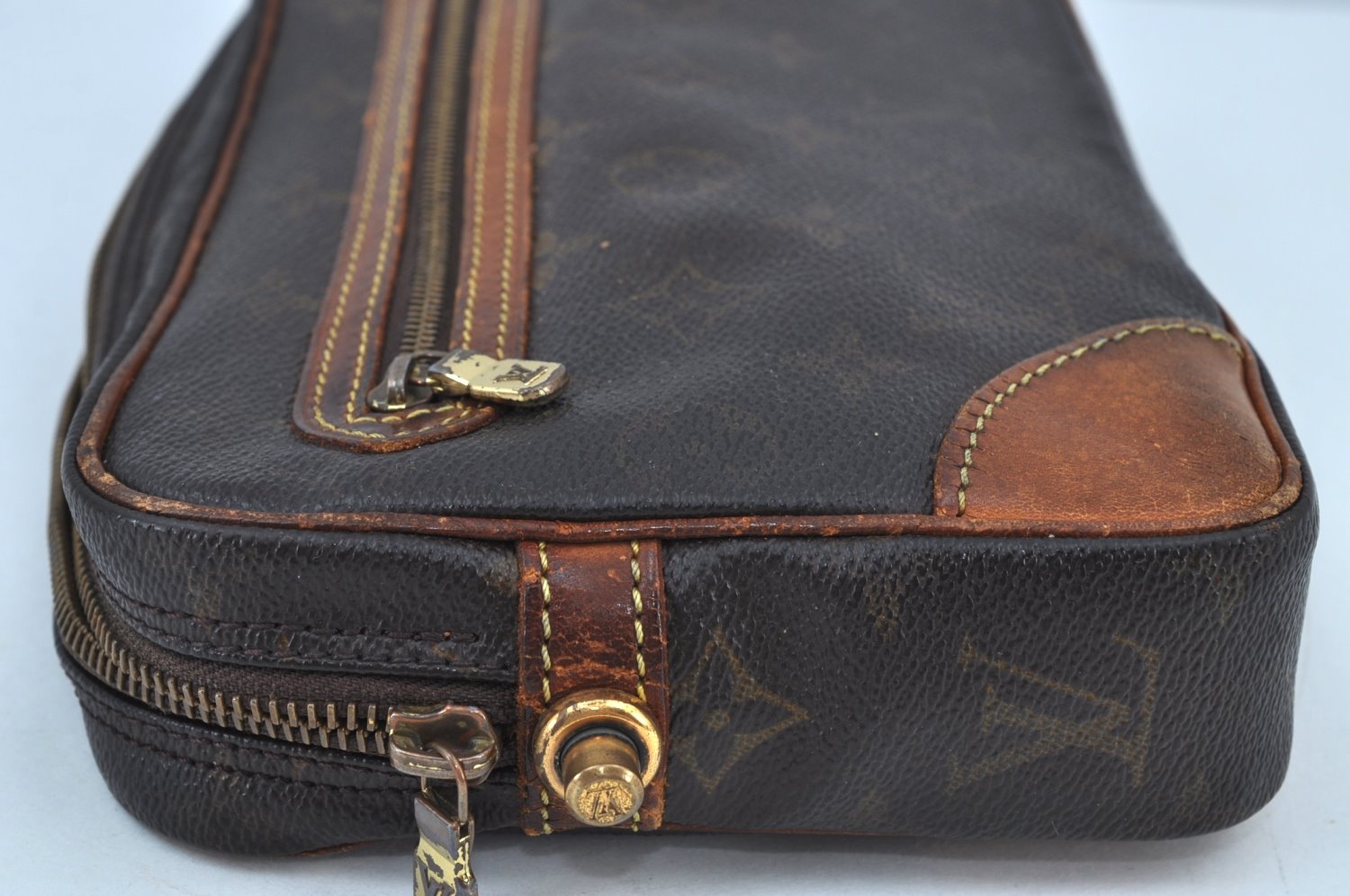 Auth Louis Vuitton Monogram Marly Dragonne GM M51825 Clutch Hand Bag Junk 6476G