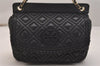 Authentic TORY BURCH Marion Chain Shoulder Hand Bag Purse Leather Black 6476J