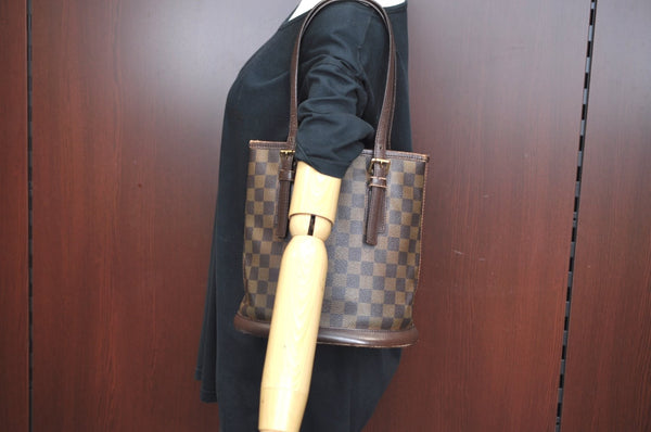 Authentic Louis Vuitton Damier Marais Bucket Shoulder Tote Bag N42240 LV 6477G
