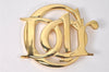 Authentic Christian Dior Vintage Logo Motif Brooch Gold Tone CD 6479K