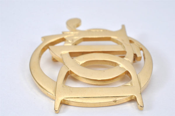 Authentic Christian Dior Vintage Logo Motif Brooch Gold Tone CD 6479K