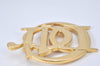 Authentic Christian Dior Vintage Logo Motif Brooch Gold Tone CD 6479K