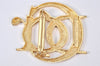 Authentic Christian Dior Vintage Logo Motif Brooch Gold Tone CD 6479K