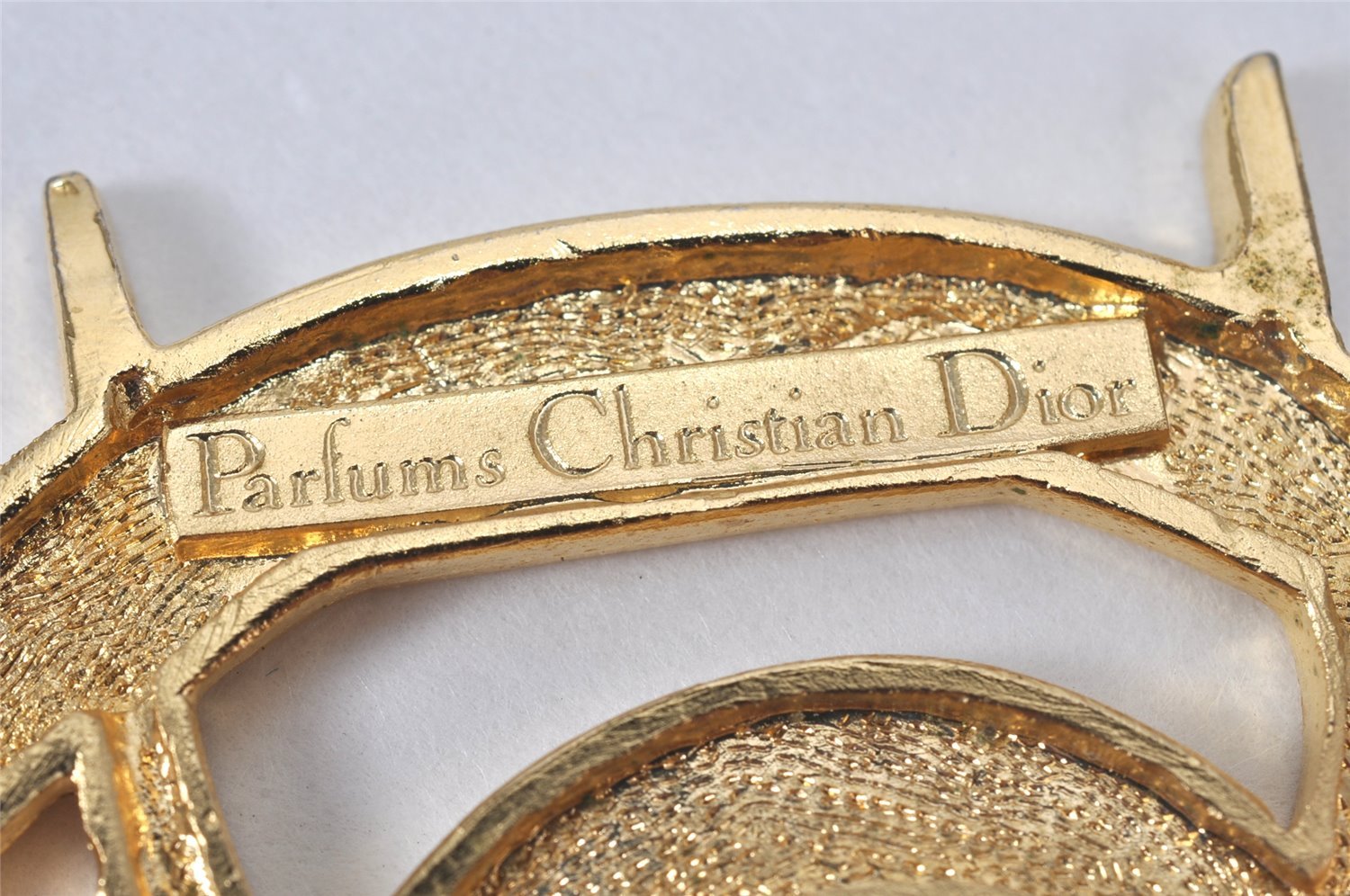 Authentic Christian Dior Vintage Logo Motif Brooch Gold Tone CD 6479K