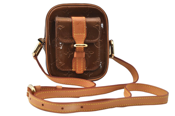 Authentic Louis Vuitton Vernis Christie PM Shoulder Cross Bag M91111 Brown 6481M
