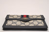 Authentic GUCCI Vintage Sherry Line Pouch Purse GG PVC Leather Navy Blue 6485J